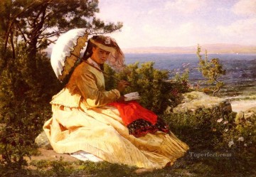 La Femme A Lmbrelle campo realista Jules Breton Pinturas al óleo